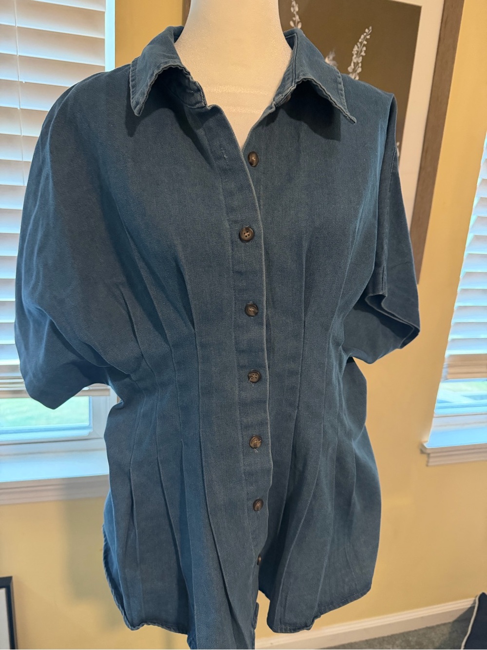 Solitaire Blue Denim Shirt with Pink Logo Tag